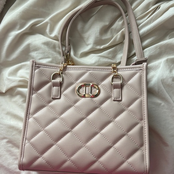 Ardene Handbags - Ardene Quilted Pale Pink Shoulder Bag with Gold Hardware